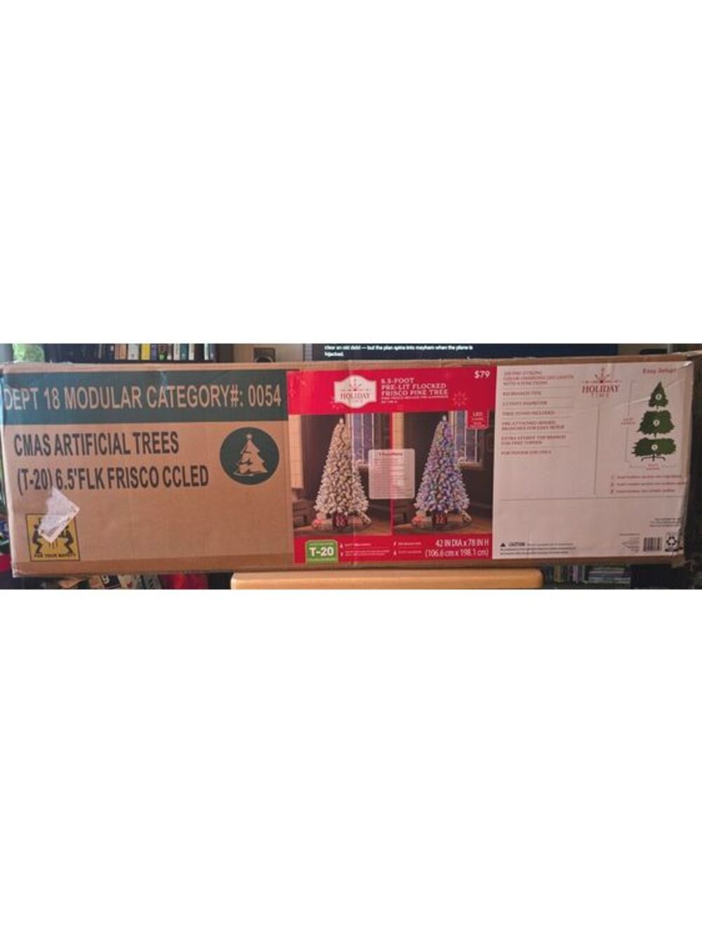 Holiday Time 6.5' Frosted Flocked Frisco Pine Artificial Christmas Tree LED